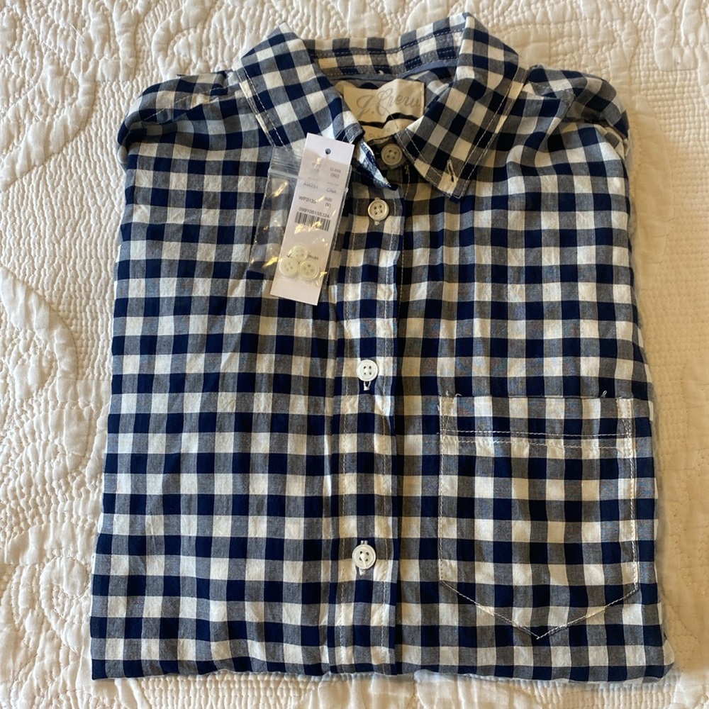 J. Crew Blue and White Casual Button Down Shirt - Picture 6 of 8